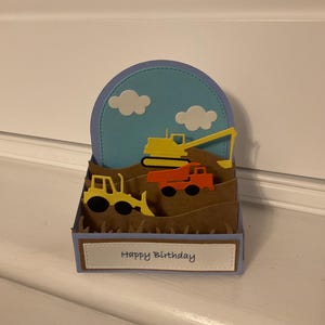 Construction site scene handmade pop up card