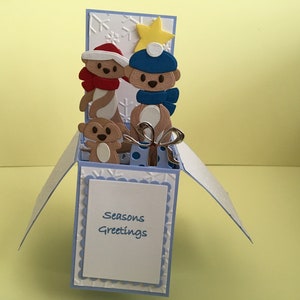 Carte pop-up suricate de Noël faite main