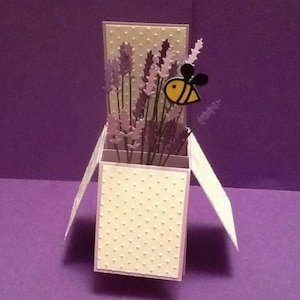 Handmade Lavender and Bee pop up card