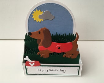 Handmade Pop up Dachshund dog card