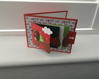 A handmade Dachshund Christmas waterfall card