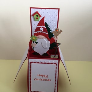 Handmade Christmas pop up Gnome card