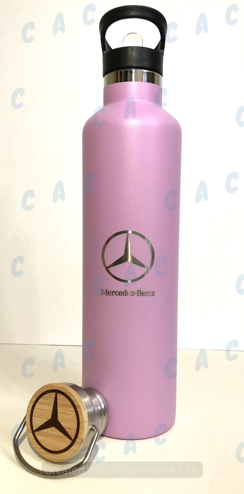 Stainless Steel Thermal Mug Tumbler Cup Including Bamboo Cap Travel 40oz Lilac Mercedes Benz