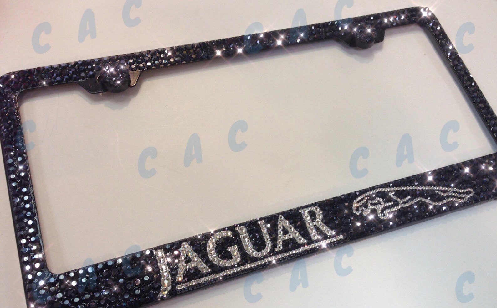 Jaguar License Plate Frame Holder Made with Swarovski Crystals Etsy