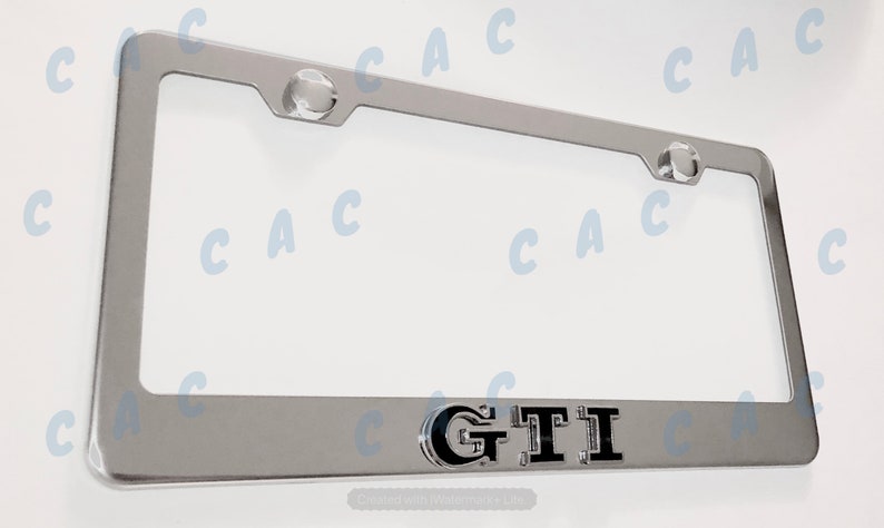 3D GTI Stainless Steel License Plate Frame Rust Free W Bolt Caps