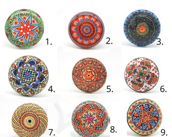 POSITIVE COLOUR モザイクセラミックドアノブ 手作りノブ ヴィンテージキャビネットプル 引き出しノブ ハンドル キャビネットノブ B03