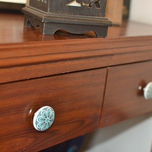 POSITIVE TURQUOISE Mosaic Ceramic Knobs, Chic Vintage Knobs, Wardrobe handles, Drawer knobs, Cabinet pulls 2/4/6/8/10/12/14/16/18/20/25 B02 image 3