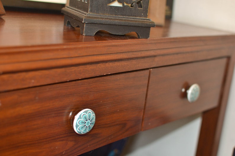 POSITIVE TURQUOISE Mosaic Ceramic Knobs, Chic Vintage Knobs, Wardrobe handles, Drawer knobs, Cabinet pulls 2/4/6/8/10/12/14/16/18/20/25 B02 image 3