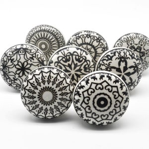 BLACK WHITE Mosaic Ceramic Knobs Vintage Wardrobe handle Drawer knob Cabinet pulls  B62