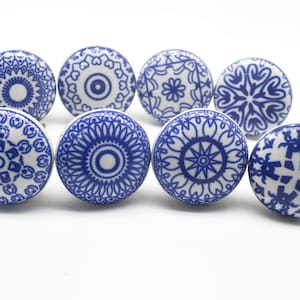 BLUE WHITE Mosaic Ceramic Knobs Vintage Wardrobe handle Drawer knob Cabinet pulls  B60