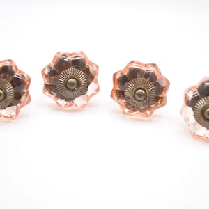 PEACH PINK ANTIQUE GlASS Knobs, Chic Vintage Wardrobe Drawer Cabinet pulls handles knobs B14