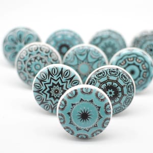 POSITIVE TURQUOISE Mosaic Ceramic Knobs, Chic Vintage Knobs, Wardrobe handles, Drawer knobs, Cabinet pulls  2/4/6/8/10/12/14/16/18/20/25 B02