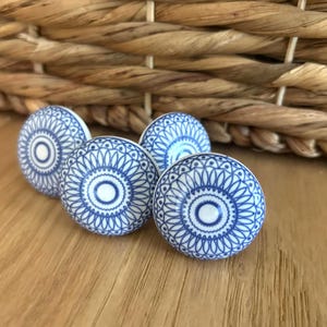 BLUE WHITE Mosaic Ceramic Knobs Vintage Wardrobe handle Drawer knob Cabinet pulls  B60 op4