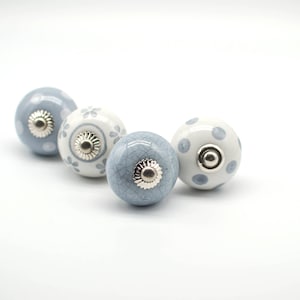 Hand Painted Ceramic Knobs, Grey Vintage Cabinet Drawer Pulls