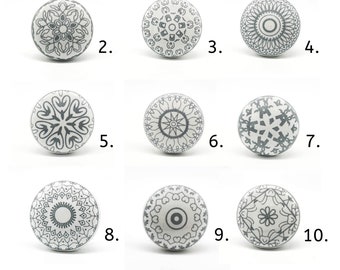 POSITIVE GREY Mosaic Ceramic Door knobs Handcrafted Knobs Vintage Cabinet pulls Drawer knobs Handles Cabinet Knobs  B01