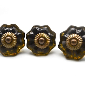 BROWN ANTIQUE GLASS Knobs, Chic Vintage Wardrobe Drawer Cabinet pulls handles knobs B56