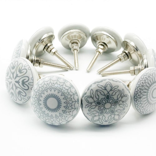 Black & White Ceramic Knobs Kitchen Drawer Knobs Etsy