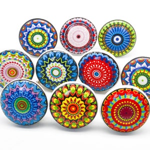 POSITIVE COLOURED Mosaic Ceramic Knobs Vintage Wardrobe handle Drawer knob Cabinet pulls handles  Set: 2/4/6/8/10/12/14/16/18/20/25 B04