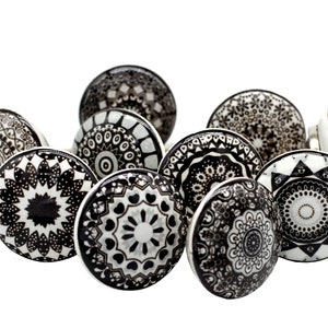 POSITIVE BLACK WHITE Mosaic Ceramic Knobs Vintage Wardrobe handle Drawer knob Cabinet pulls  2/4/6/8/10/12/14/16/18/20/25 B05