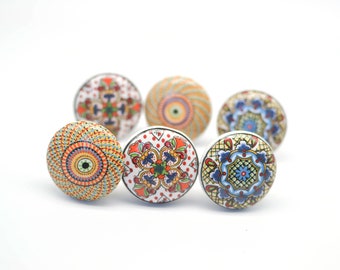 Mosaic Ceramic Knobs: Colorful Vintage Wardrobe Drawer Pulls