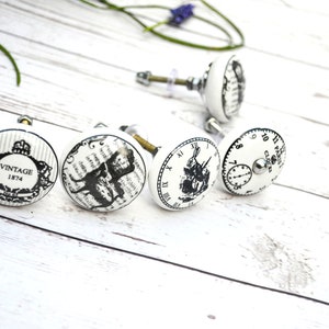 WHITE VINTAGE Ceramic Hand painted Knobs, Wardrobe Drawer, Cabinet pulls handles knobs B19