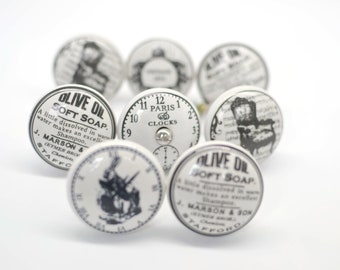 手描きセラミックノブ、ヴィンテージデザイン、6個セット