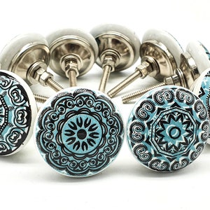 POSITIVE TURQUOISE Mosaic Ceramic Knobs, Chic Vintage Knobs, Wardrobe handles, Drawer knobs, Cabinet pulls 2/4/6/8/10/12/14/16/18/20/25 B02 image 7