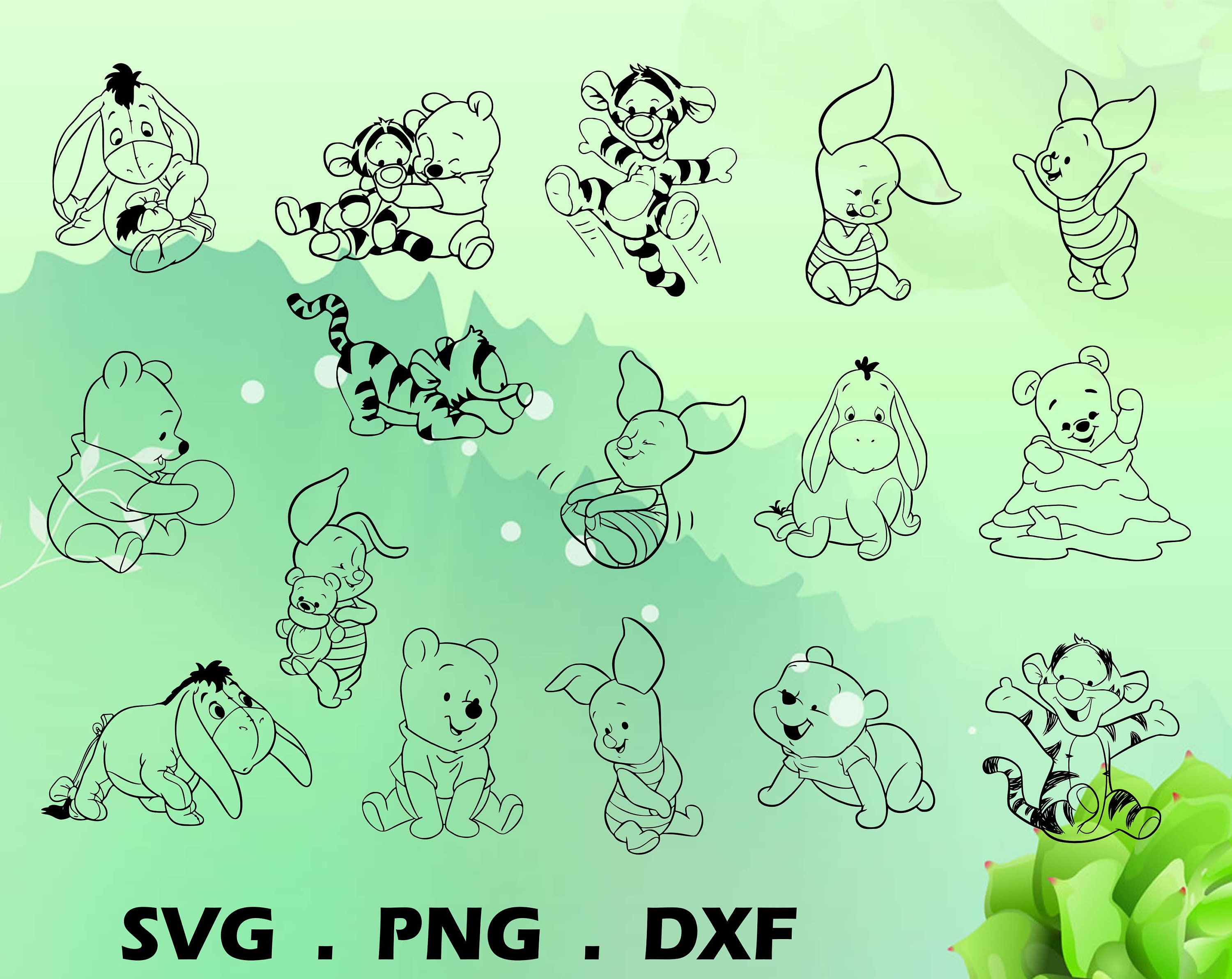 Download Baby Winnie Pooh line SvgPngDxf Files Cut Files Svg | Etsy