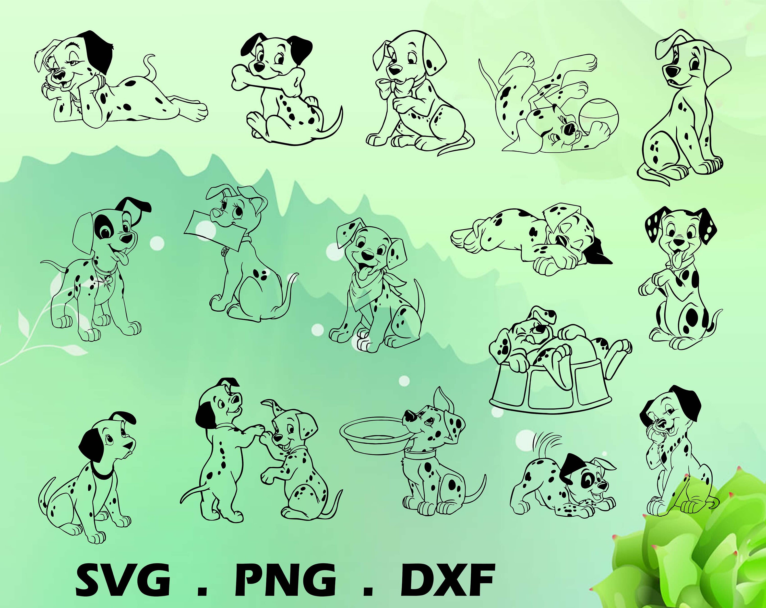 Download 101 Dalmatians line SvgPngDxf Files Cut Files Svg Bundle | Etsy