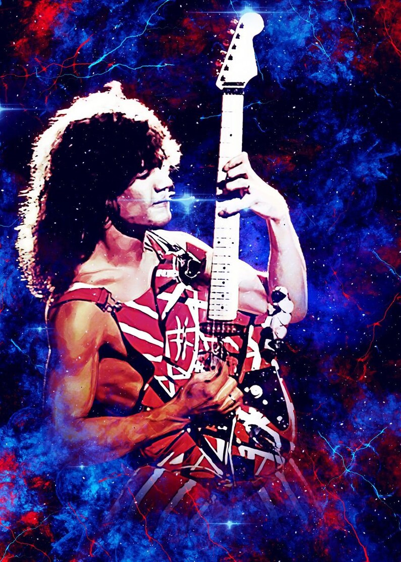 Eddie Van Halen Poster Wall Art Print Rock Custom Print Etsy