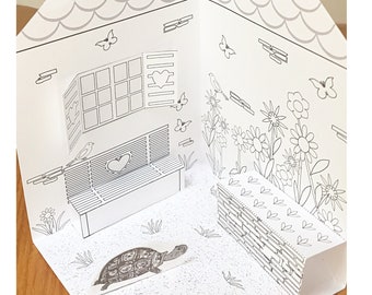 DIY Printable Paper Pop-Up Garden to Color & Assemble/Kids 3D Craft Kit/Creative Activity