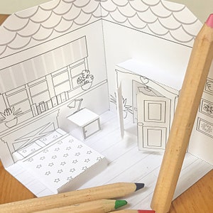 Dormitorio emergente imprimible/Diorama/Regalo de juego de simulación/Kits de manualidades para niños/ Descarga de archivos PDF