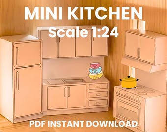 DIY Miniatur Puppenhaus Kit, Küchenmöbel Maßstab 1:24, PDF Sofort-Download