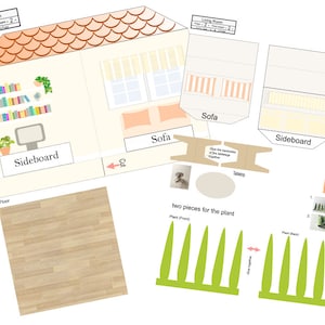 Kit de création de maison de poupée en papier imprimable bricolage avec chambre, salon, salle de bain, cuisine/projet 3D pour enfants image 10