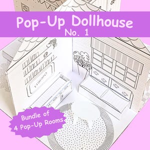 DIY Pop-Up Dollhouse Craft Kit, Printable PDF Pattern, Paper House Template, Instant Download