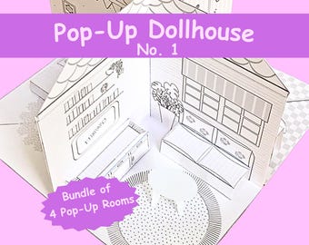 Paper Doll House to Print, Color & Assemble - Pop Up House, Fine Motor Skills, DIY Craft Kit, Instant Download