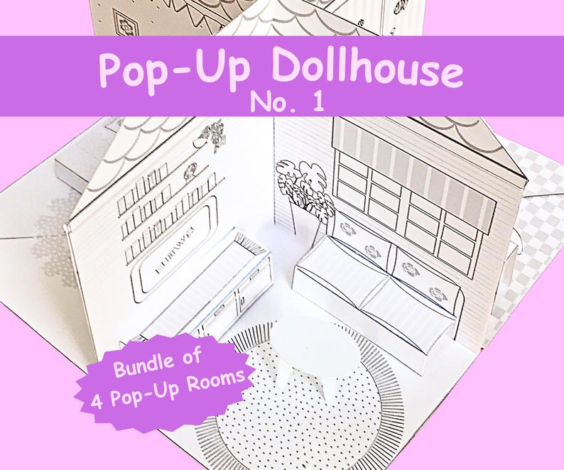 DIY Pop-up Dollhouse No.1, Printable PDF Pattern, Paper House Template ...