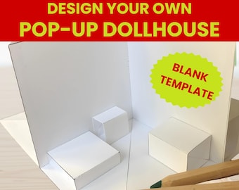Plantilla en blanco para crear una casa plegable (diseño personalizado) – Proyectos de arte para niños – Descarga instantánea