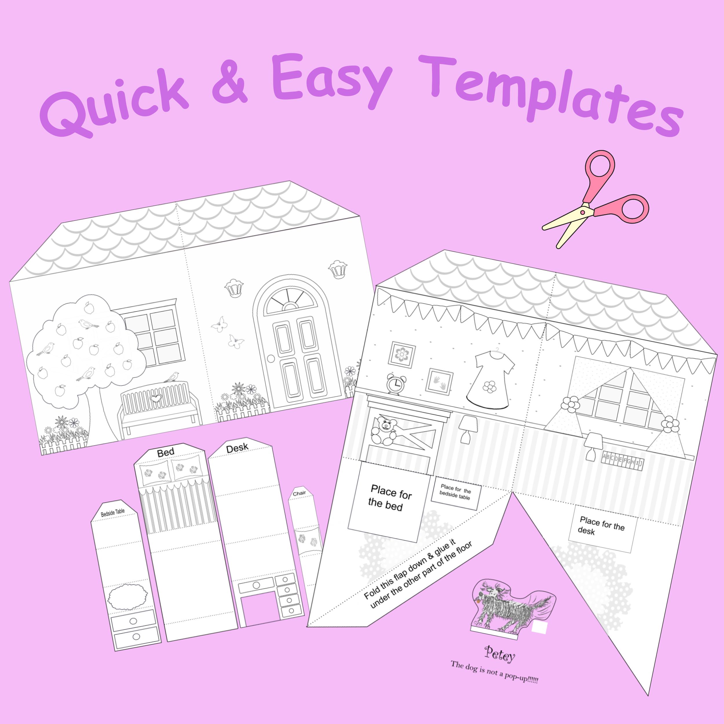Pop up Bedroom, Dollhouse Mini Room, Coloring Activity, PDF Instant ...
