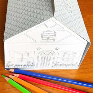 Ausdruckbares Puppenhaus in Box zum bemalen & zusammenbauen/DIY Paper Craft Kit/ PDF Download Bild 6