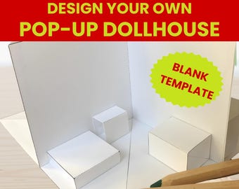 Pop Up House Blank Template for Individual Design – Kids Art Projects - Instant Download
