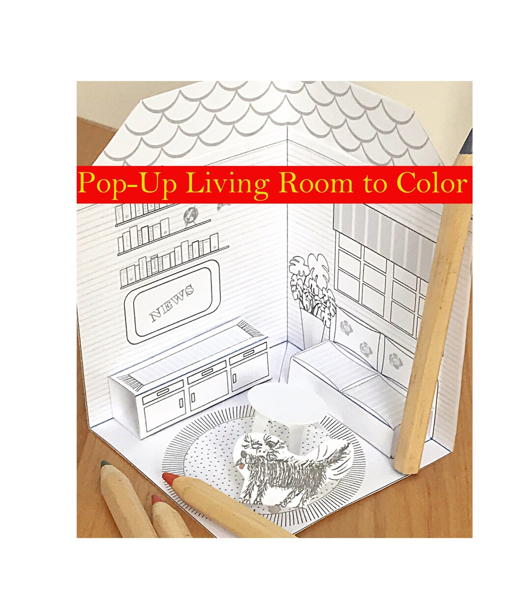 Printable Pop-up Living Room to Color and Assemble/diorama House ...