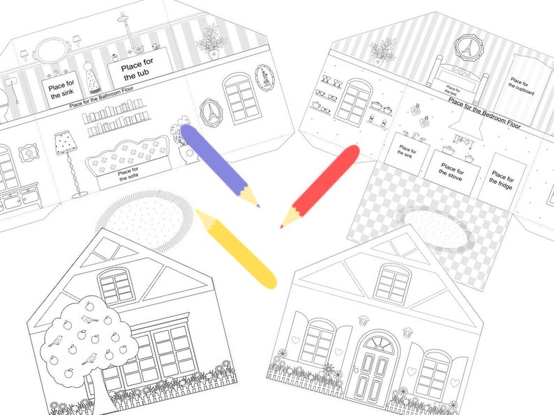 Ausdruckbares Puppenhaus in Box zum bemalen & zusammenbauen/DIY Paper Craft Kit/ PDF Download Bild 10