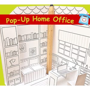 DIY Pop-Up Home Office to Print, Color & Assemble - PDF Instant Download