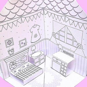 Pop up Bedroom, Dollhouse Mini Room, Coloring Activity, PDF Instant ...