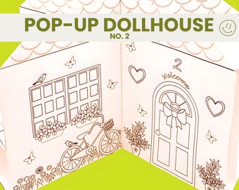DIY Pop Up Dollhouse Kit - Coloring Activity - PDF Instant Download