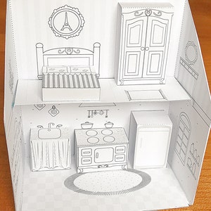Ausdruckbares Puppenhaus in Box zum bemalen & zusammenbauen/DIY Paper Craft Kit/ PDF Download Bild 4