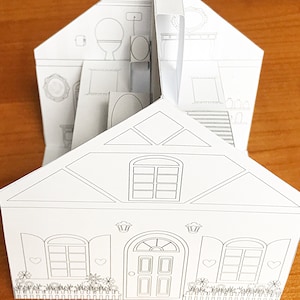 Ausdruckbares Puppenhaus in Box zum bemalen & zusammenbauen/DIY Paper Craft Kit/ PDF Download Bild 7