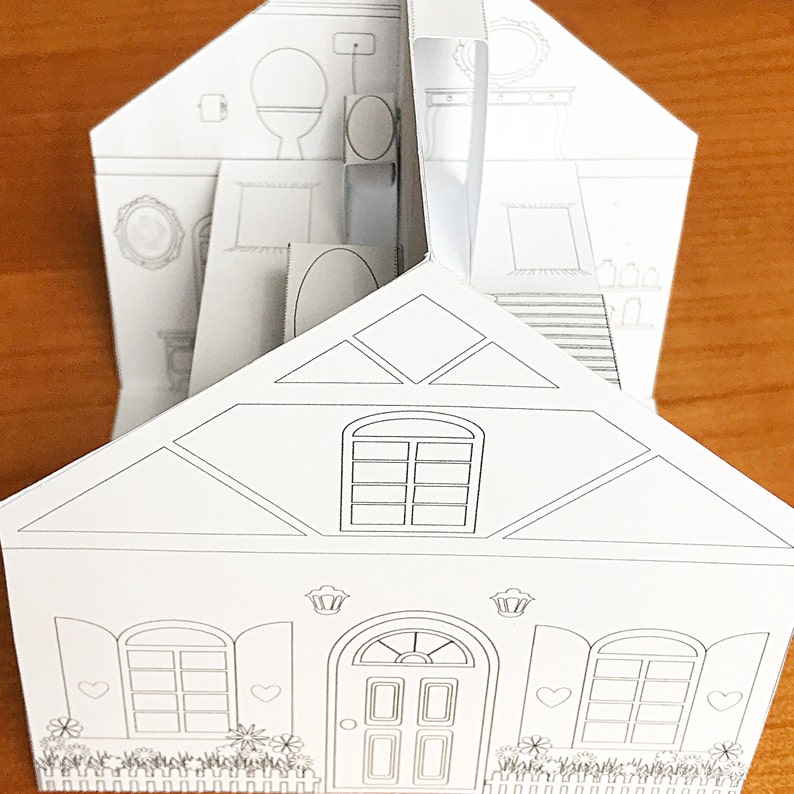 Ausdruckbares Puppenhaus in Box zum bemalen & zusammenbauen/DIY Paper Craft Kit/ PDF Download Bild 7