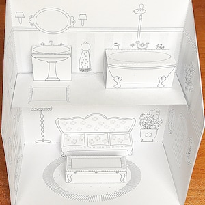 Ausdruckbares Puppenhaus in Box zum bemalen & zusammenbauen/DIY Paper Craft Kit/ PDF Download Bild 3
